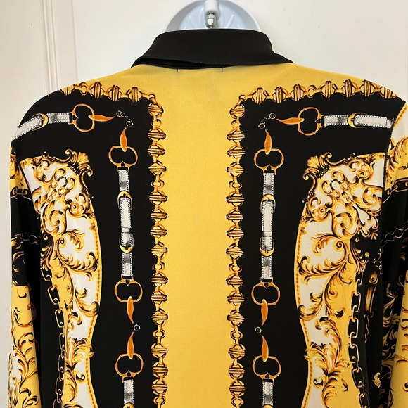 Eva Varro Handcrafted in USA Vintage Yellow Black Tunic Snap Closure M - Picture 5 of 6